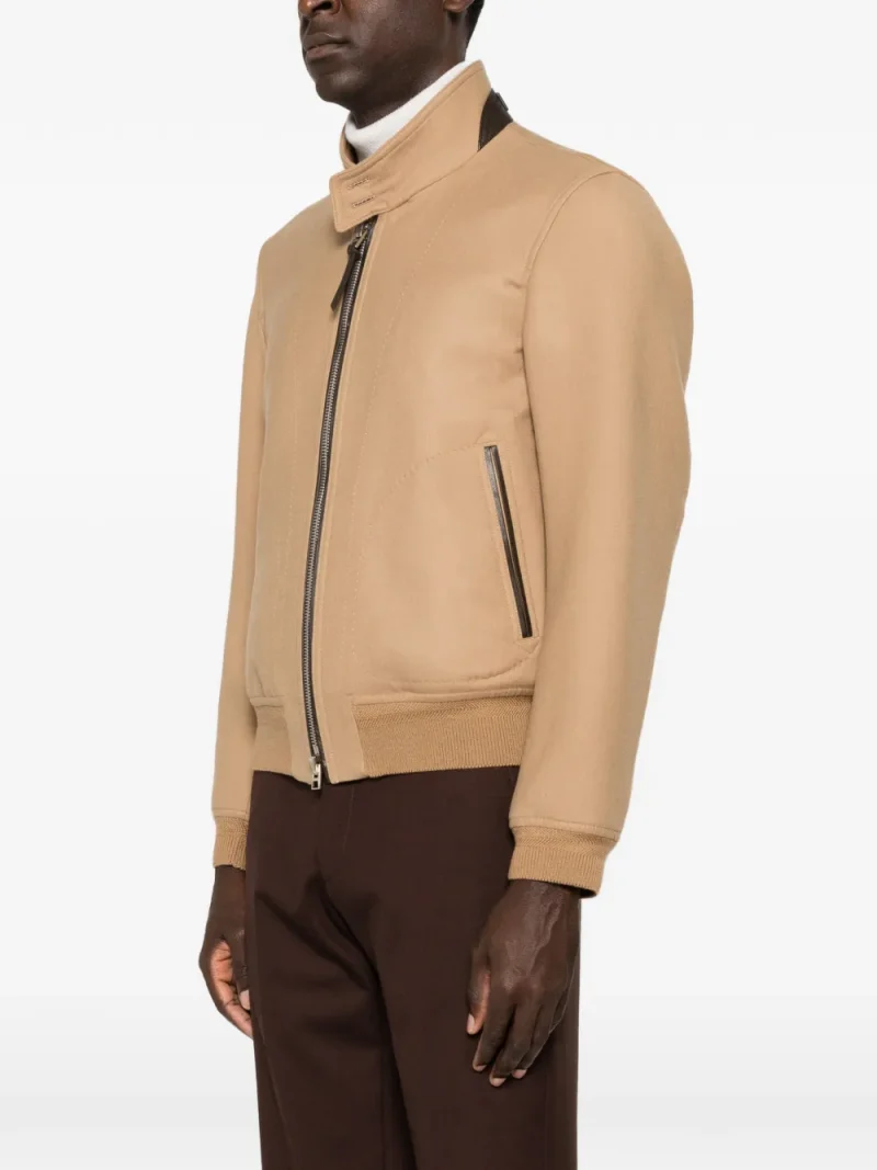 Jacheta Tom Ford Zip-Up Bomber bej - imagine 3