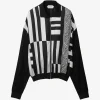 Jacheta Versace Printed Silk Inserts Knit Zip negru