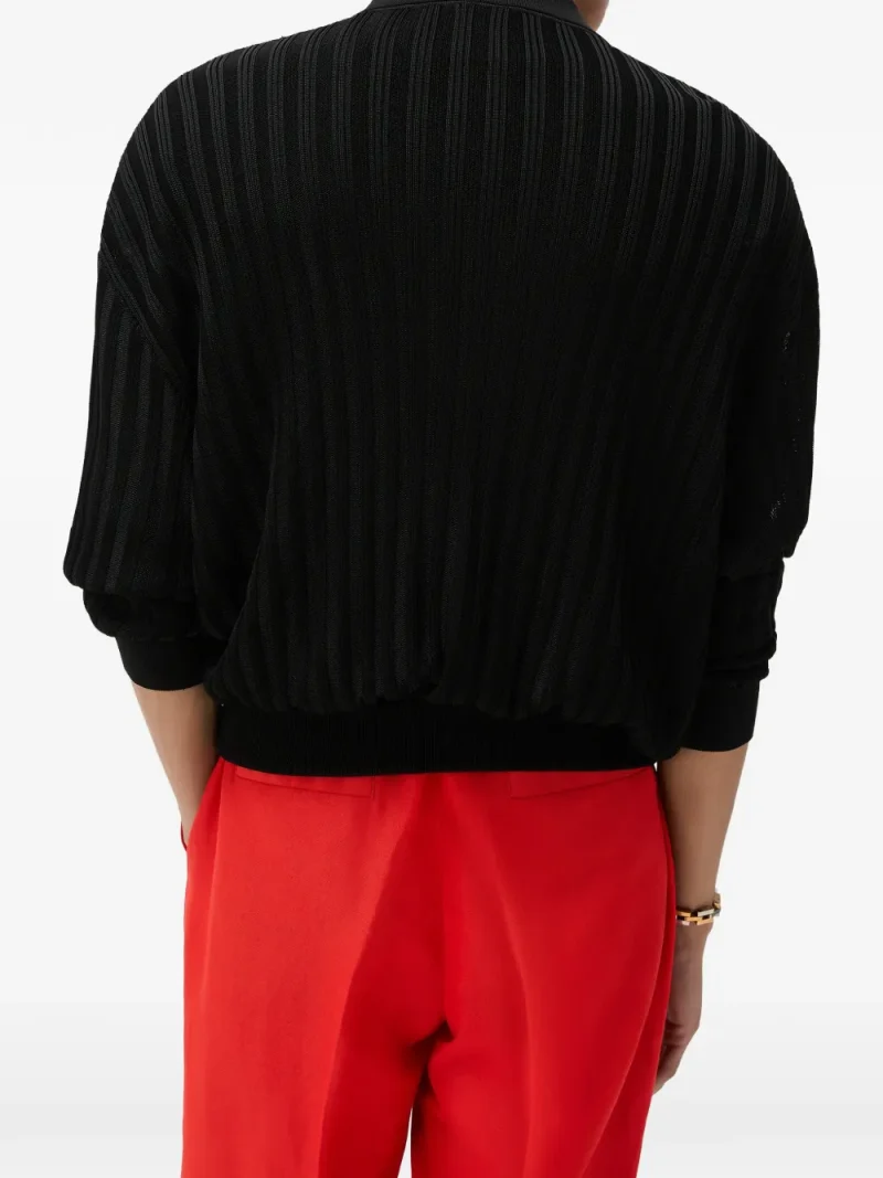 Alternative view of Jacheta Versace Printed Silk Inserts Knit Zip negru