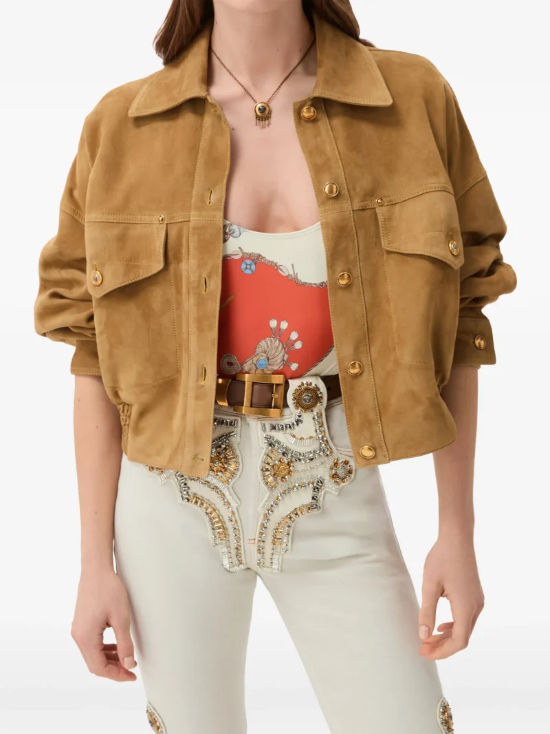 Jacheta Versace Suede-Effect Leather camel - imagine 3