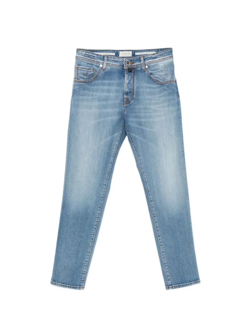 Jeans Jacob Cohen Logo-Patch Straight-Leg albastru