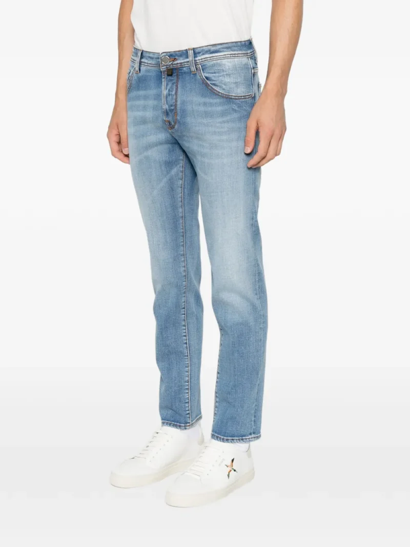 Jeans Jacob Cohen Logo-Patch Straight-Leg albastru - imagine 3