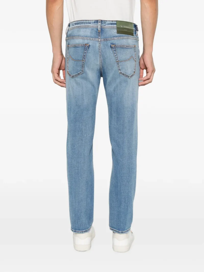 Alternative view of Jeans Jacob Cohen Logo-Patch Straight-Leg albastru