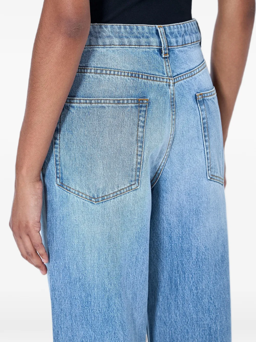 Jeans Rohe Bruun Wide-Leg albastru - imagine 4
