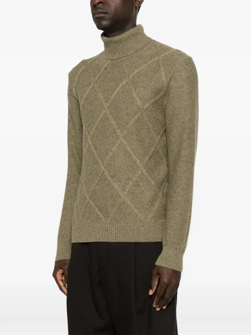 Maleta Gran Sasso Diamond-Quilted Roll-Neck khaki - imagine 3