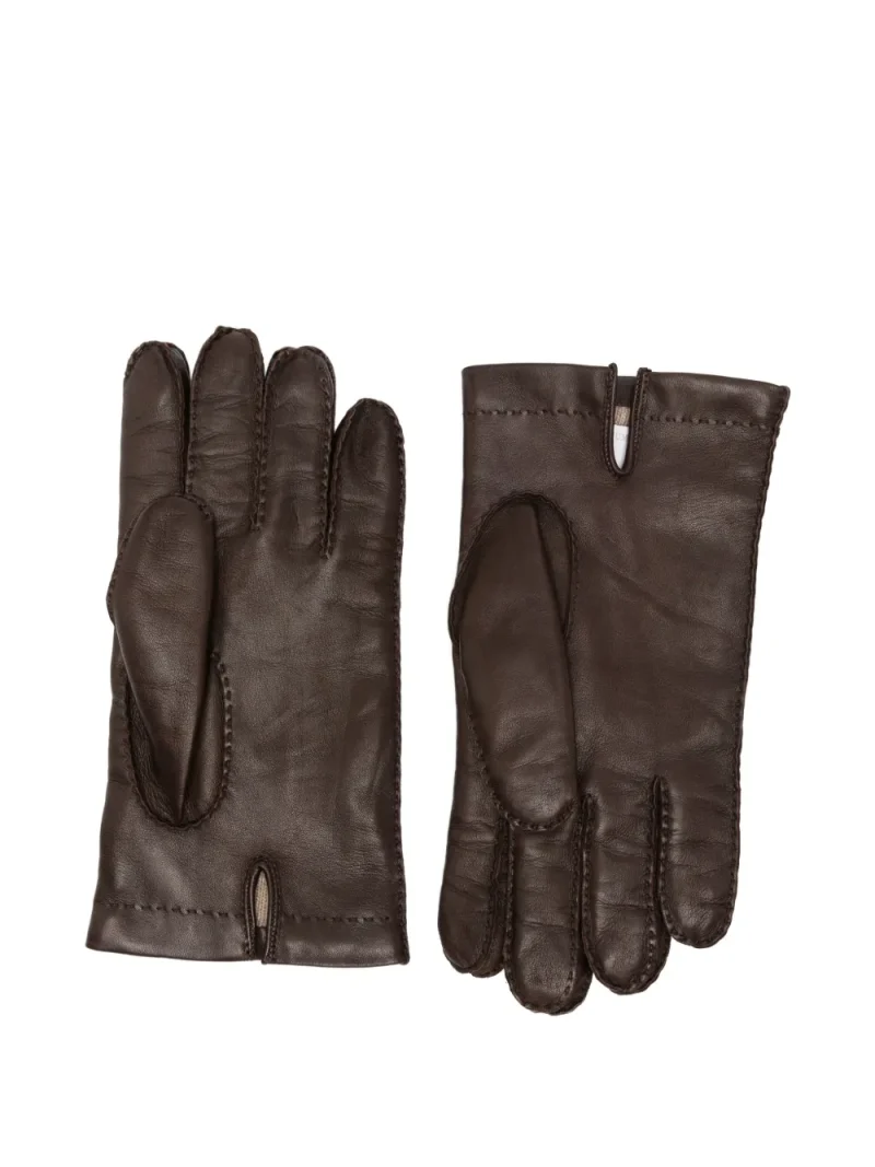 Alternative view of Manusi Eleventy stitched-detail leather maro