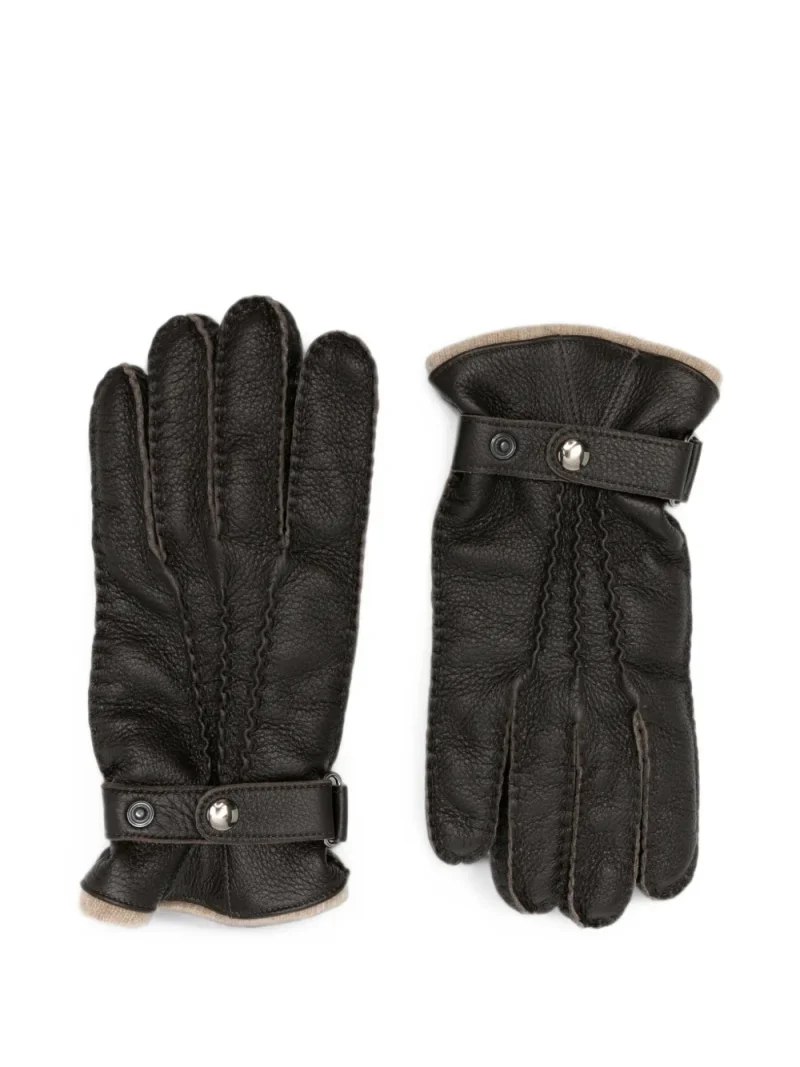Manusi Gran Sasso Grained-Leather Press-Stud maro