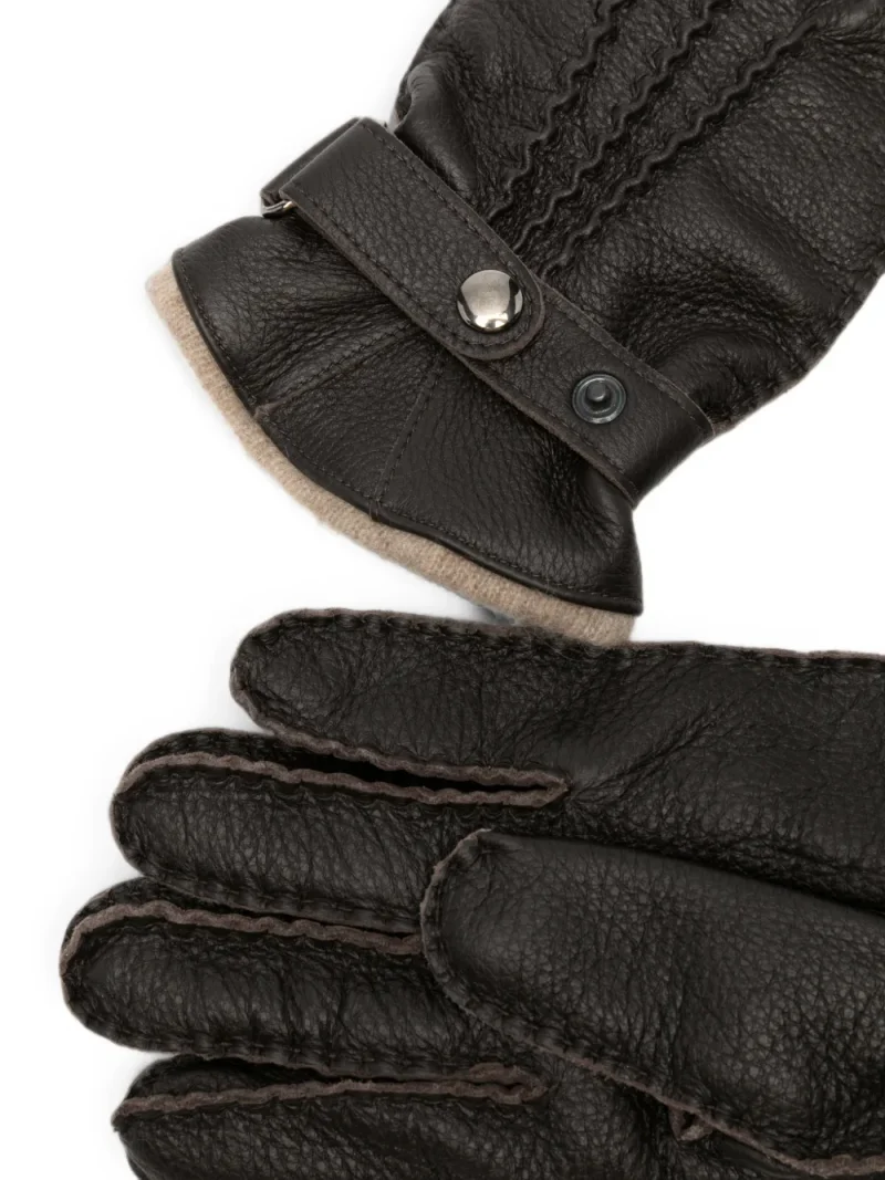 Manusi Gran Sasso Grained-Leather Press-Stud maro - imagine 3