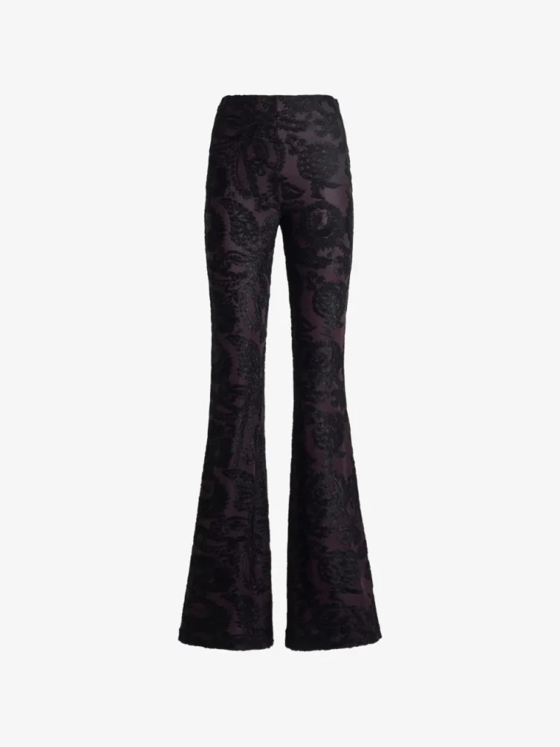 Pantaloni ETRO Flared Chenille Jacquard Paisley-Print negru
