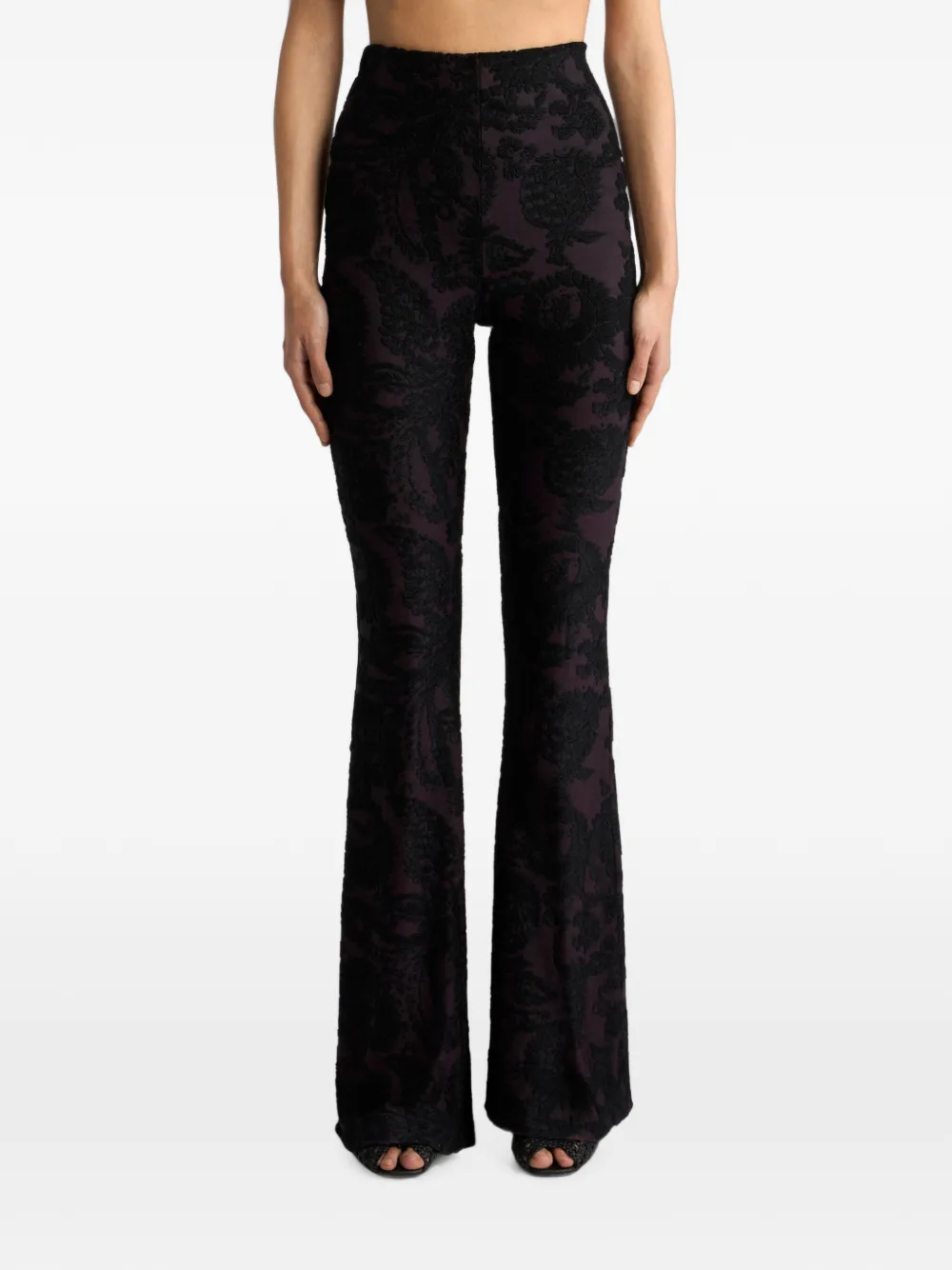 Pantaloni ETRO Flared Chenille Jacquard Paisley-Print negru - imagine 4