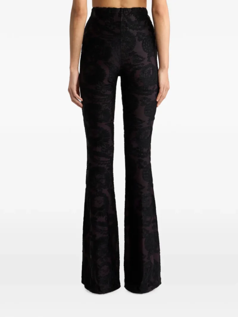 Alternative view of Pantaloni ETRO Flared Chenille Jacquard Paisley-Print negru