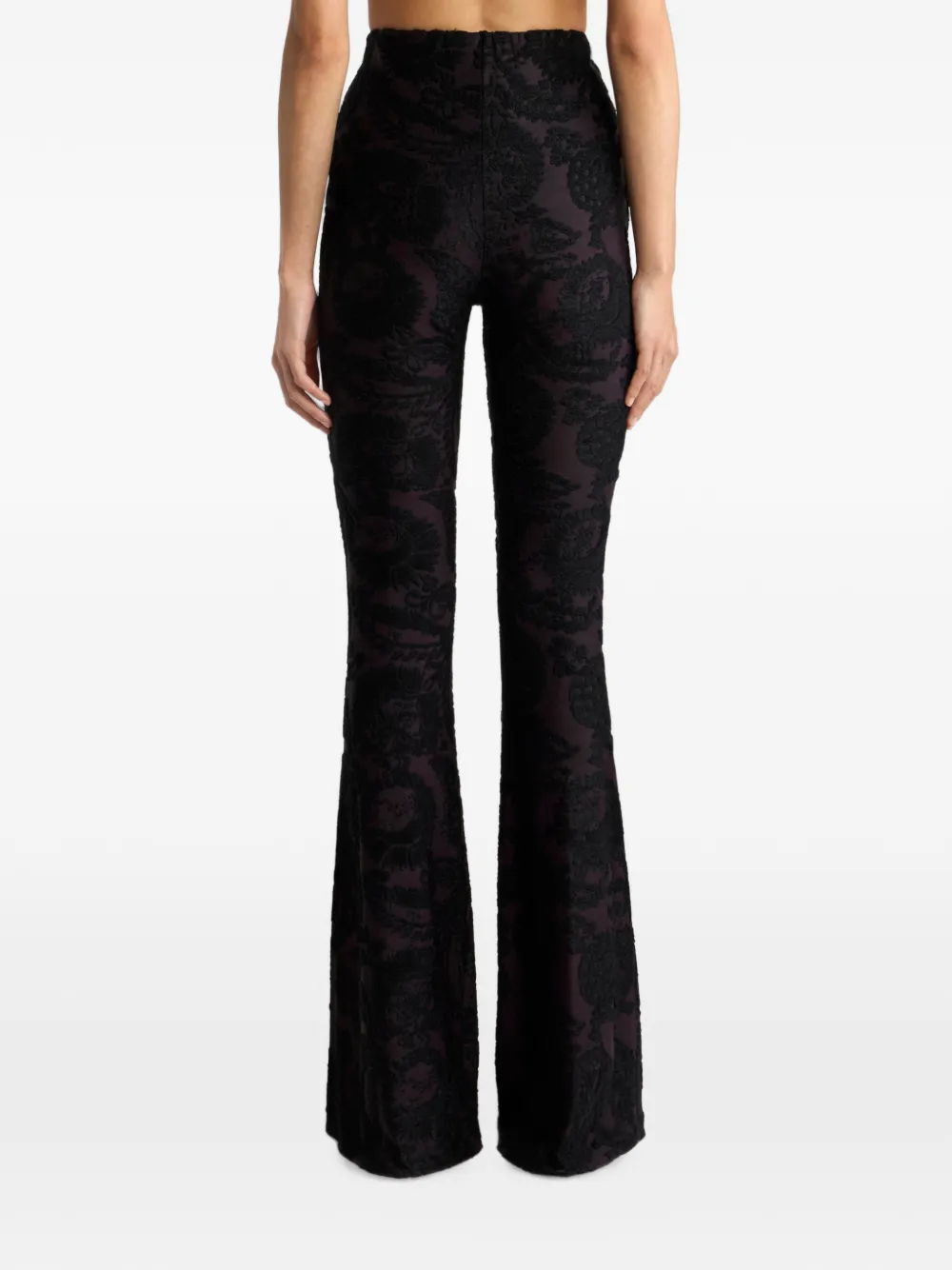 Pantaloni ETRO Flared Chenille Jacquard Paisley-Print negru - imagine 2