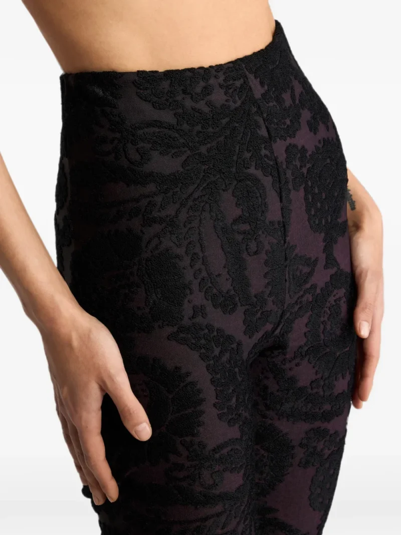 Pantaloni ETRO Flared Chenille Jacquard Paisley-Print negru - imagine 5