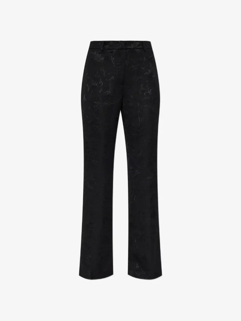 Pantaloni ETRO Floral-Jacquard Palazzo negru