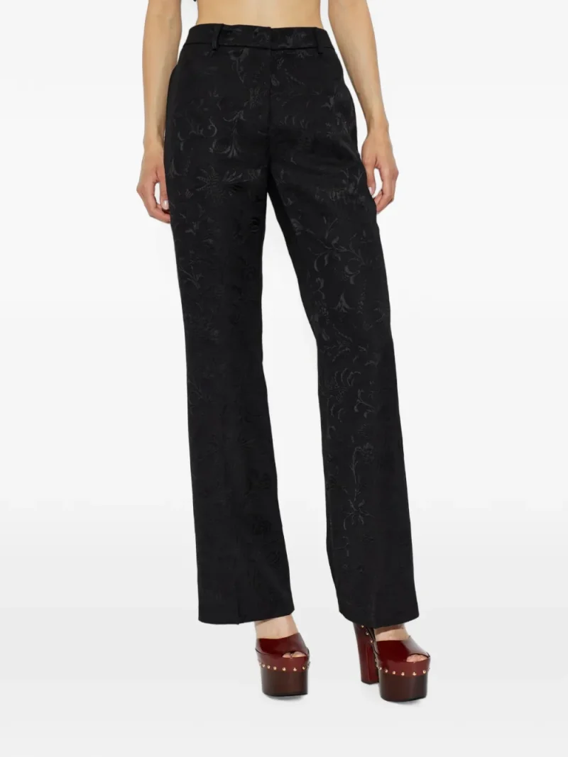 Pantaloni ETRO Floral-Jacquard Palazzo negru - imagine 3