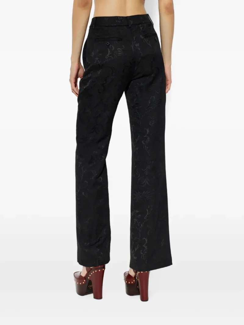 Alternative view of Pantaloni ETRO Floral-Jacquard Palazzo negru