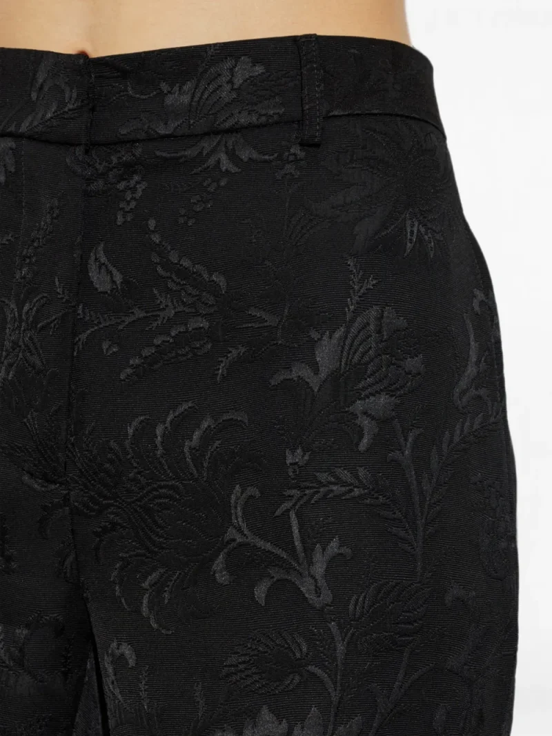 Pantaloni ETRO Floral-Jacquard Palazzo negru - imagine 5