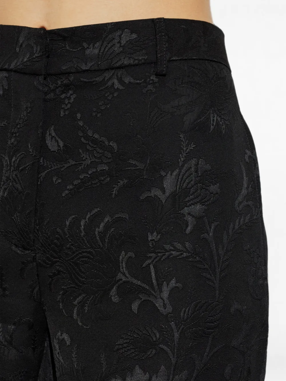 Pantaloni ETRO Floral-Jacquard Palazzo negru - imagine 5
