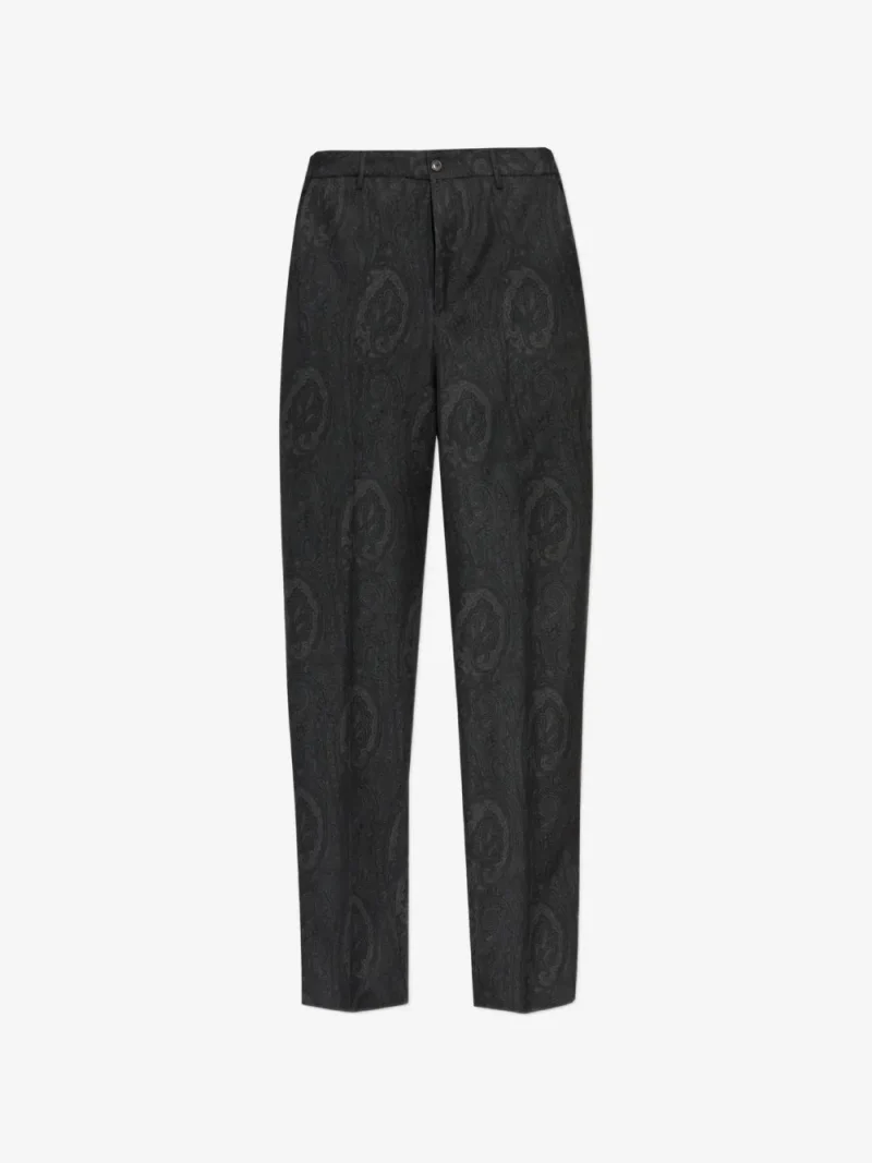Pantaloni ETRO Paisley-Print Pleated gri