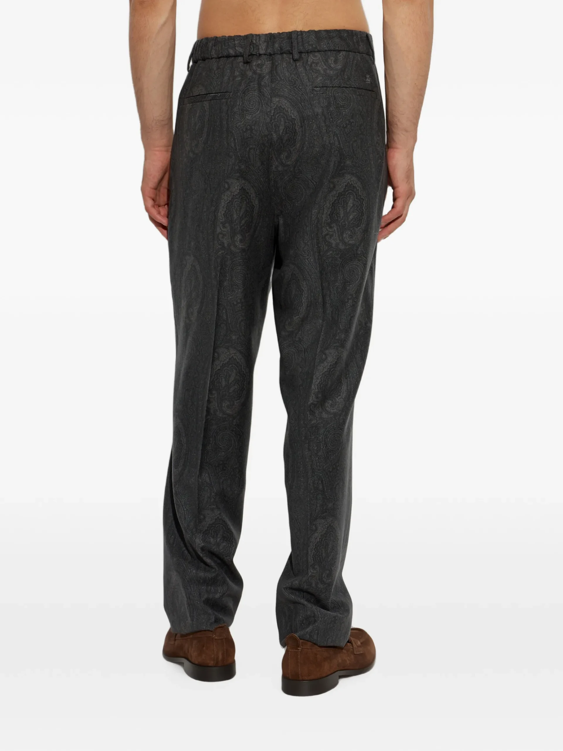 Pantaloni ETRO Paisley-Print Pleated gri - imagine 2