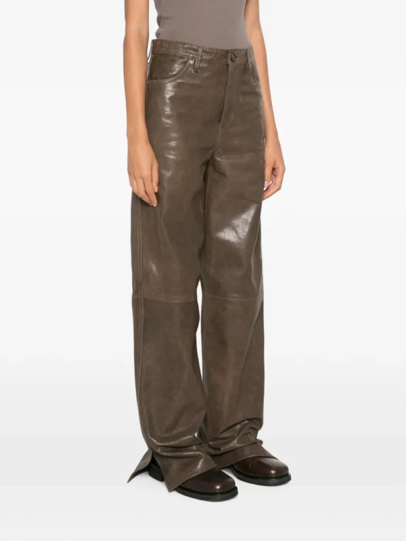 Pantaloni Golden Goose Embossed Leather khaki - imagine 4