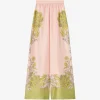 Pantaloni La DoubleJ Floral-Print Silk Palazzo roz