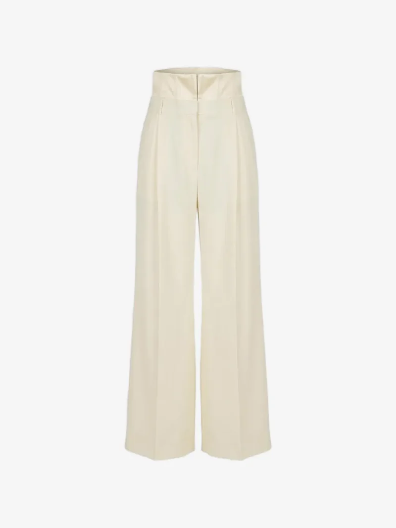 Pantaloni Rohe Corset-Style Pleated ecru