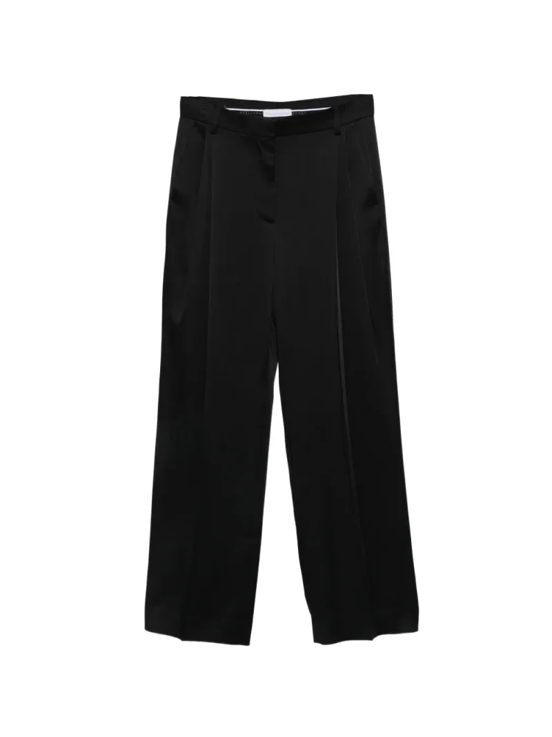 Pantaloni Stella McCartney Pleated Satin-Finish negru