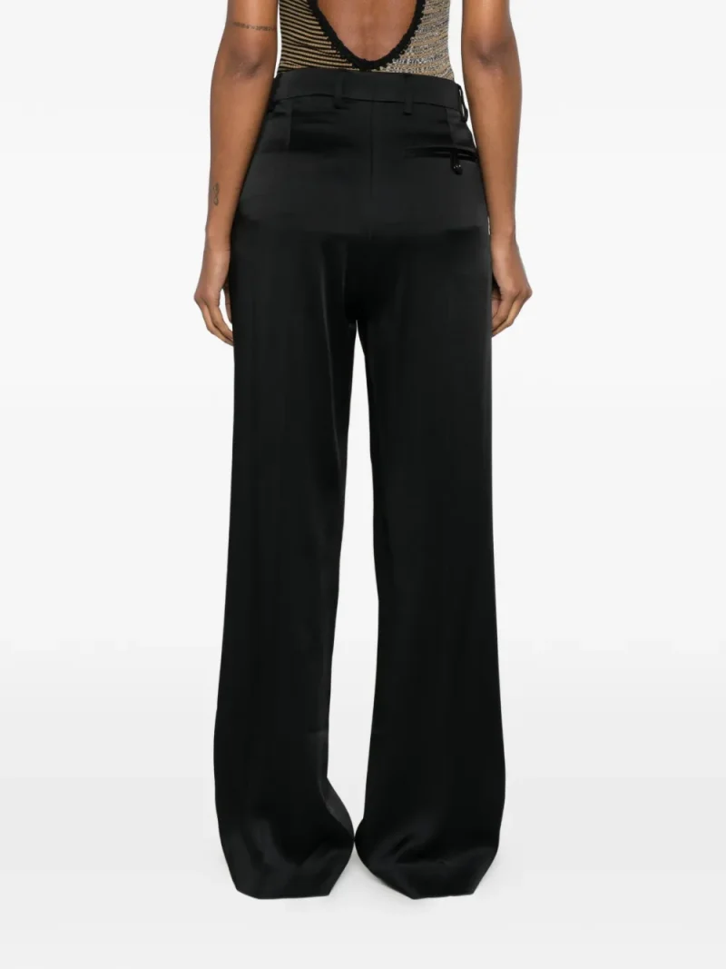 Alternative view of Pantaloni Stella McCartney Pleated Satin-Finish negru