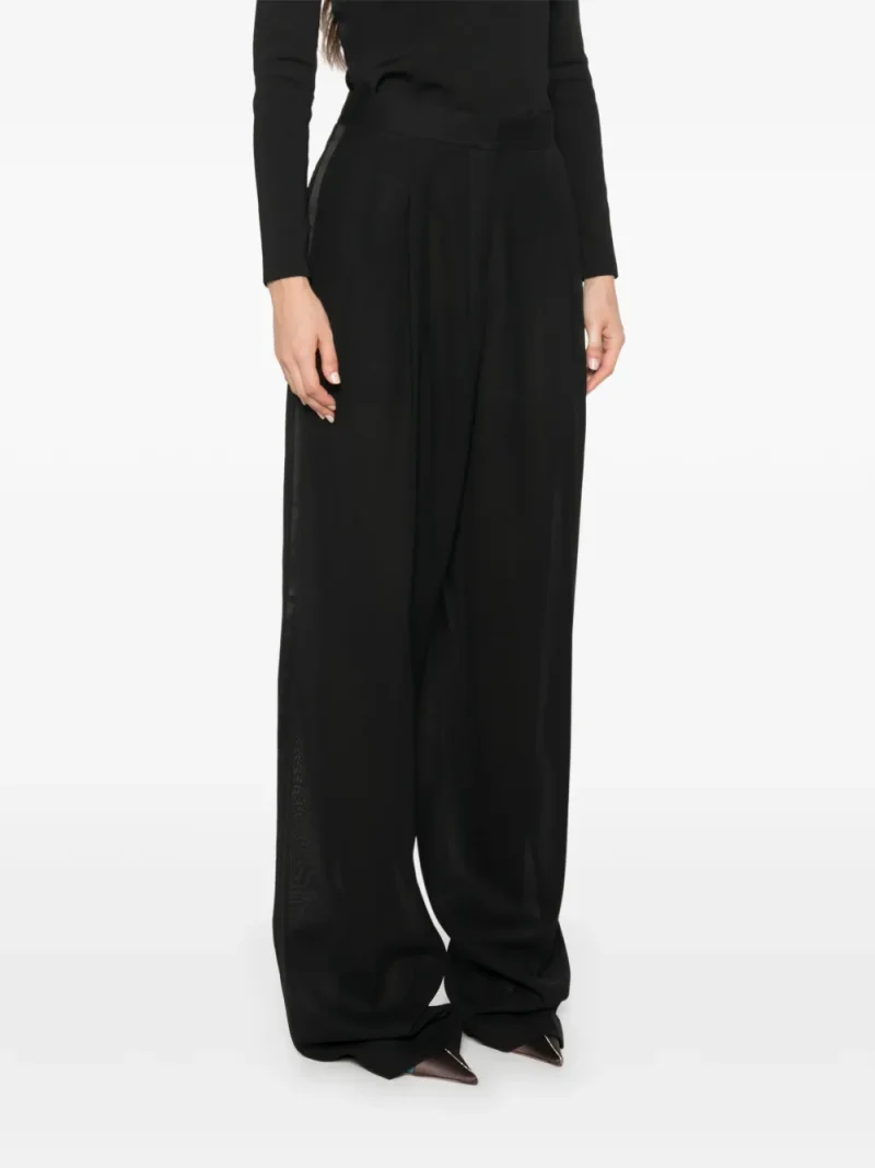 Pantaloni Tom Ford Satin-Trimmed Pleated negru - imagine 3