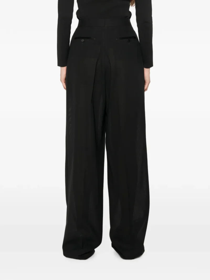 Alternative view of Pantaloni Tom Ford Satin-Trimmed Pleated negru