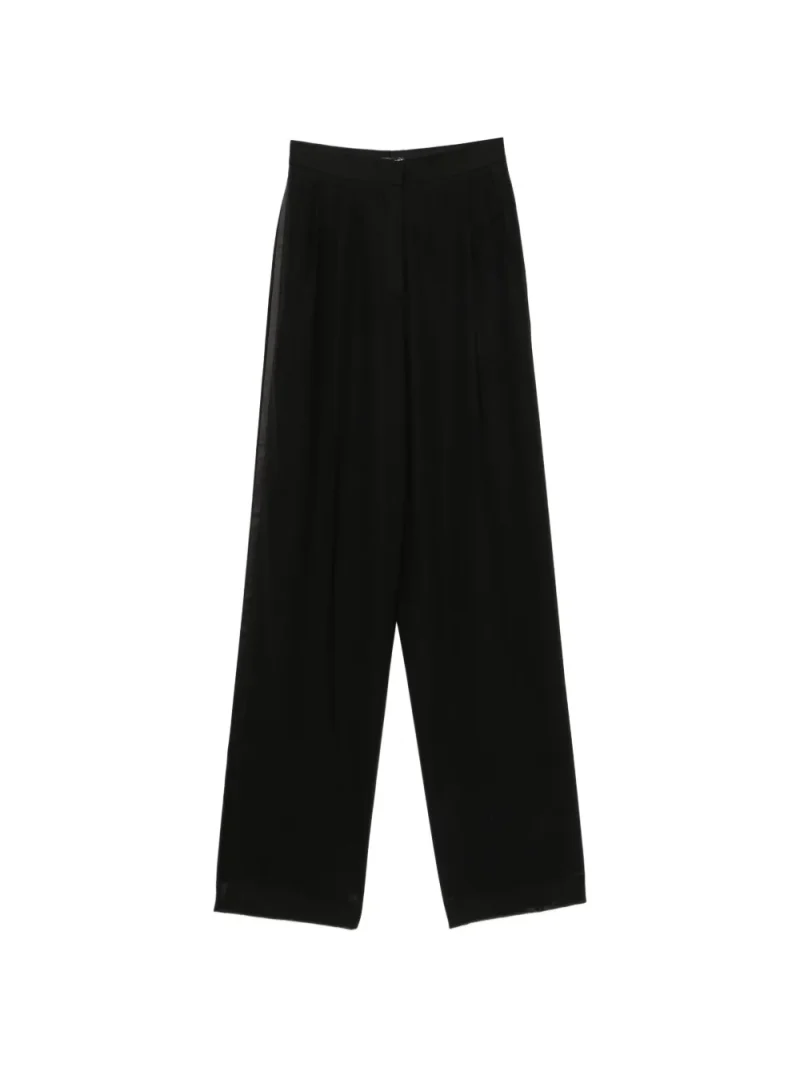 Pantaloni Tom Ford Satin-Trimmed Pleated negru