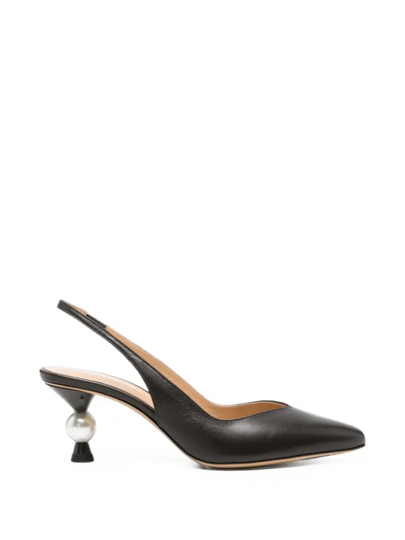 Pantofi Camilla Gabrieli Margaux Faux-Pearl Slingback negru