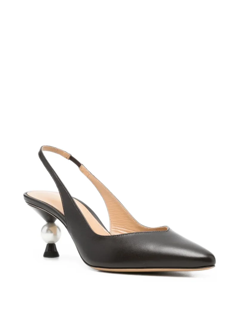 Pantofi Camilla Gabrieli Margaux Faux-Pearl Slingback negru - imagine 3