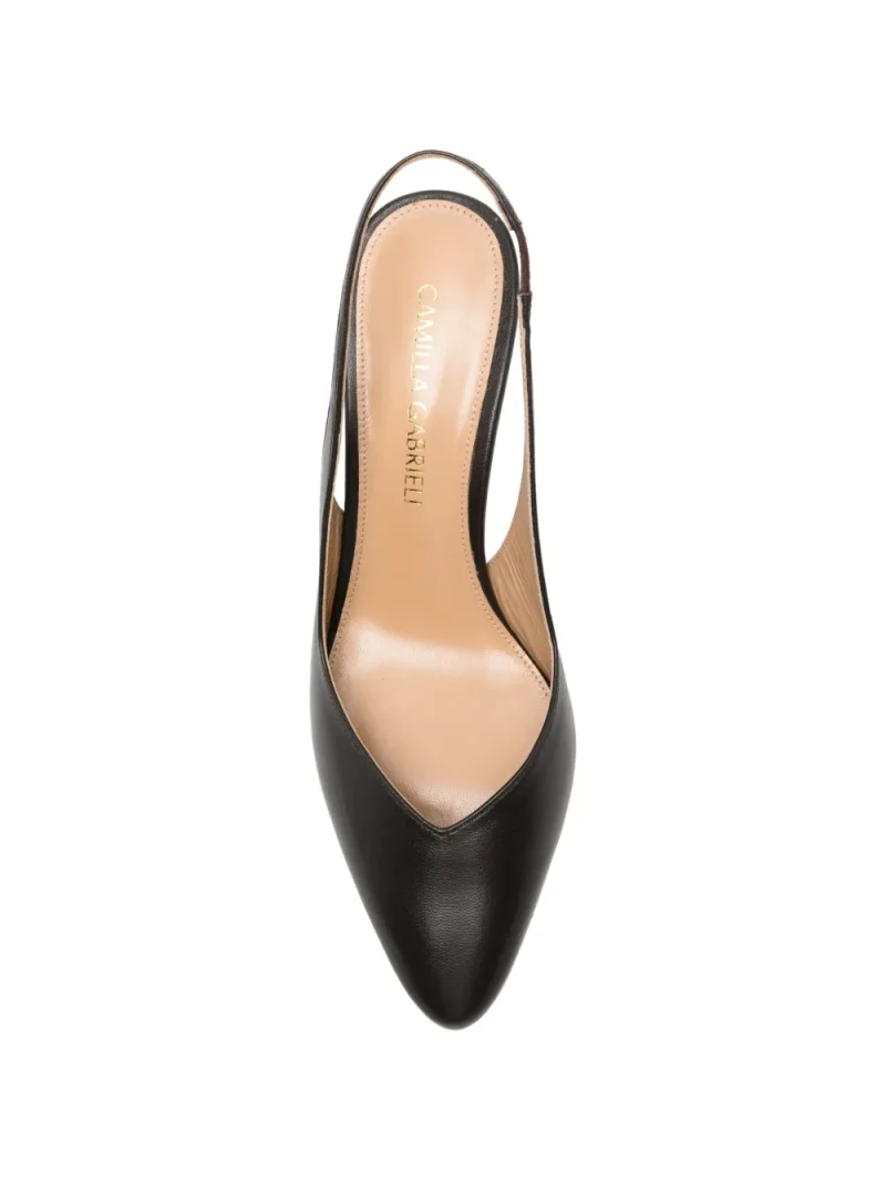 Pantofi Camilla Gabrieli Margaux Faux-Pearl Slingback negru - imagine 4
