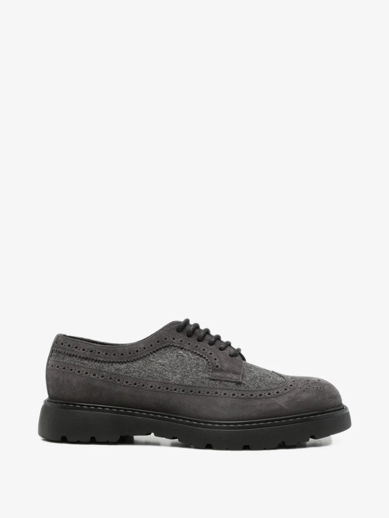 Pantofi Doucal's Brogue-Detail Panelled gri