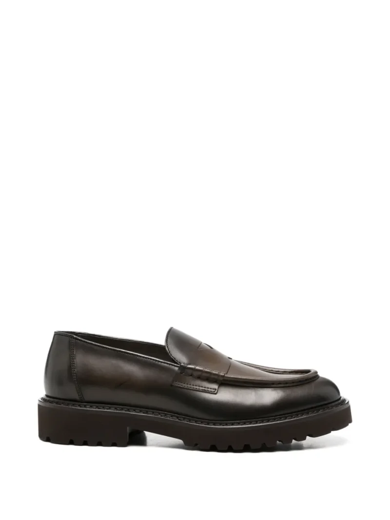 Pantofi Doucal's Chunky-Sole Penny Loafers maro