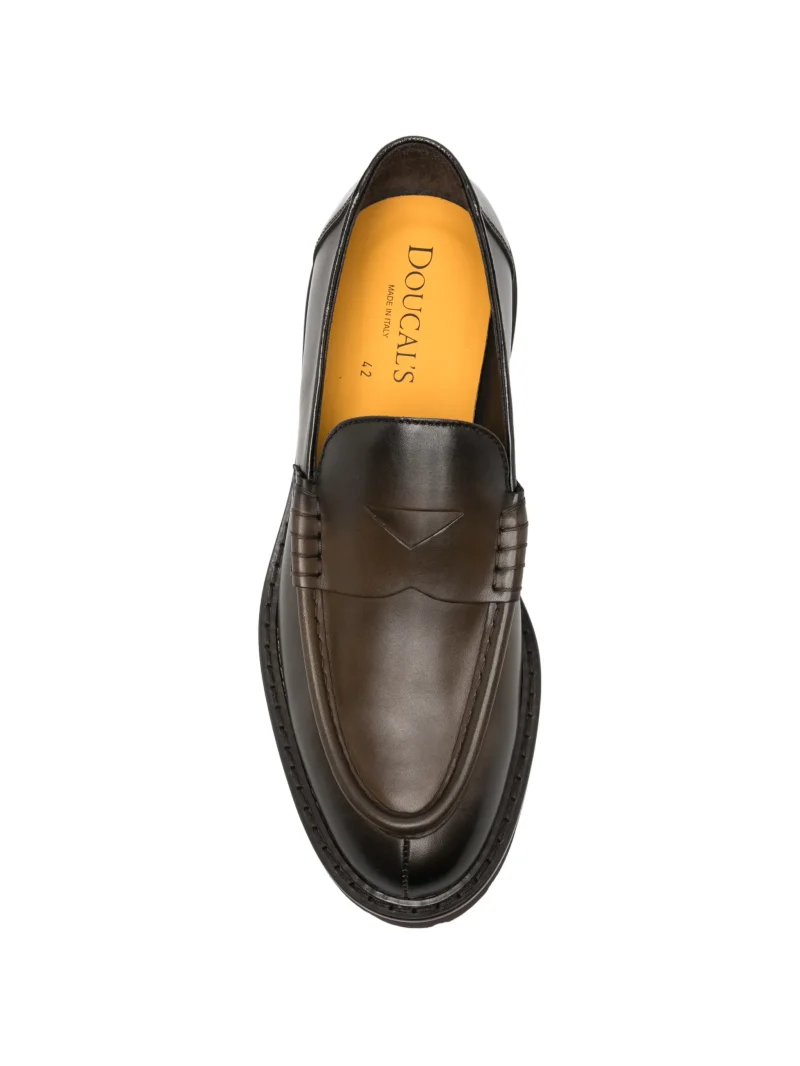 Pantofi Doucal's Chunky-Sole Penny Loafers maro - imagine 4