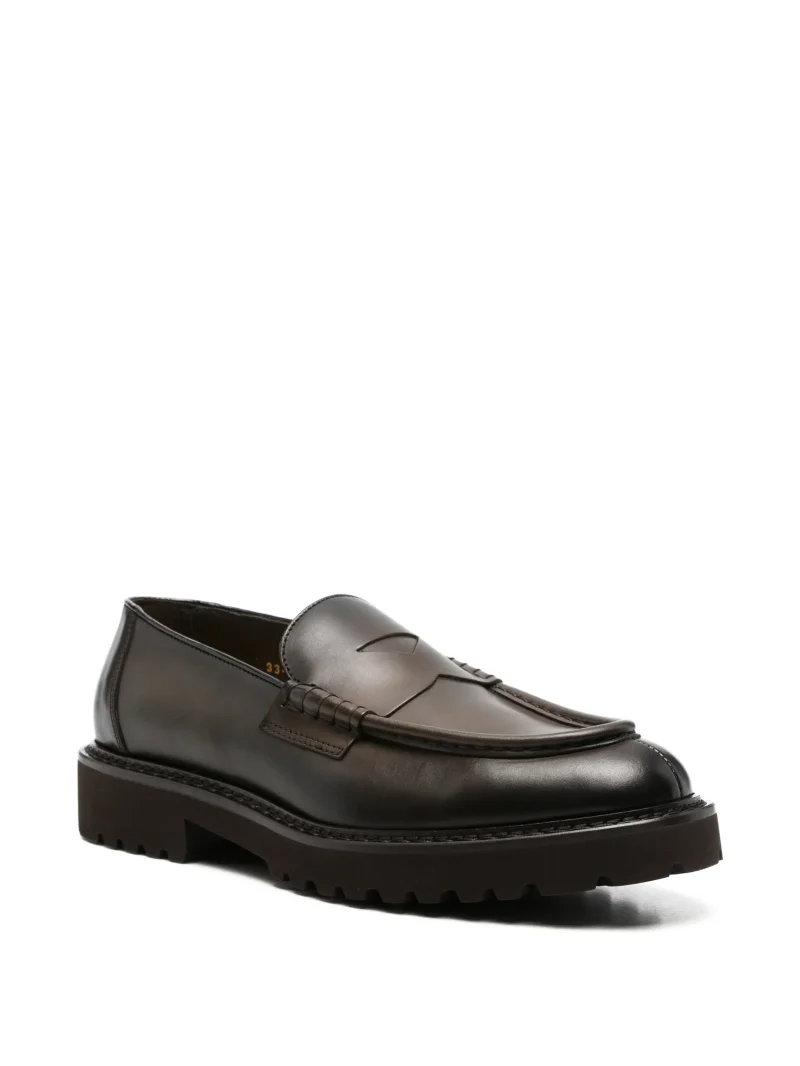 Pantofi Doucal's Chunky-Sole Penny Loafers maro - imagine 3