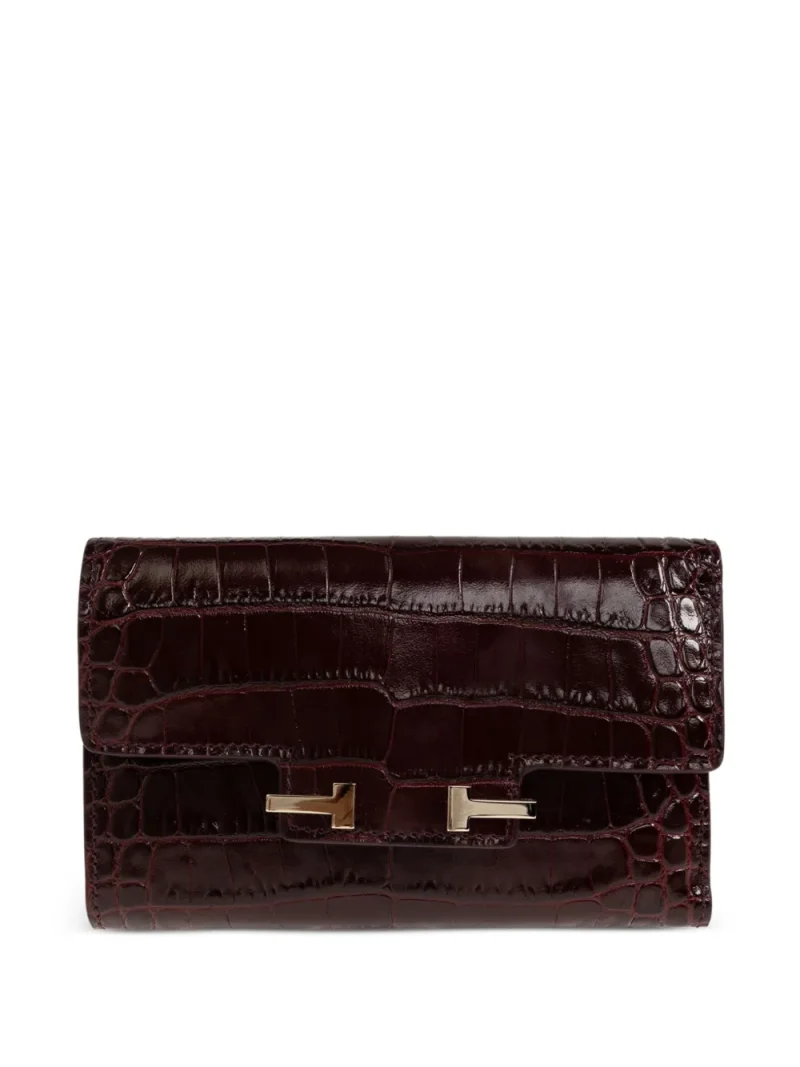 Portofel TOM FORD Crocodile-Effect T-clasp visiniu