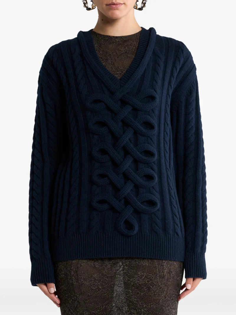 Pulover ETRO Ribbed Wool-Blend bleumarin - imagine 5