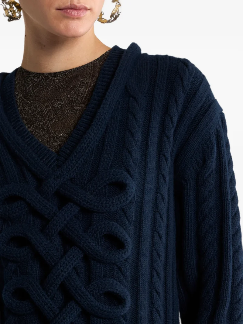 Pulover ETRO Ribbed Wool-Blend bleumarin - imagine 3