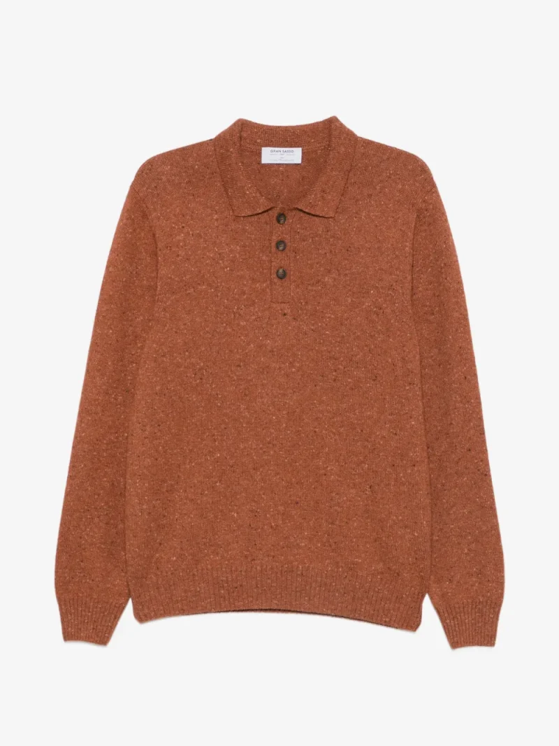 Pulover Gran Sasso Button-Down Polo portocaliu