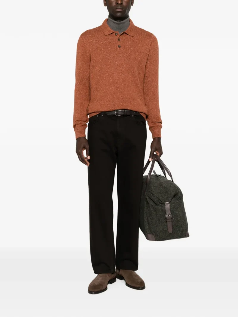 Pulover Gran Sasso Button-Down Polo portocaliu - imagine 4