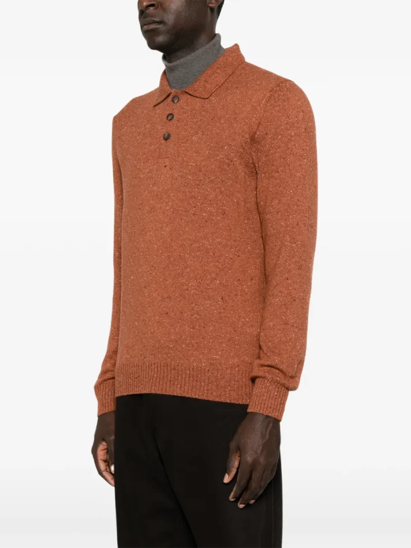 Pulover Gran Sasso Button-Down Polo portocaliu - imagine 3