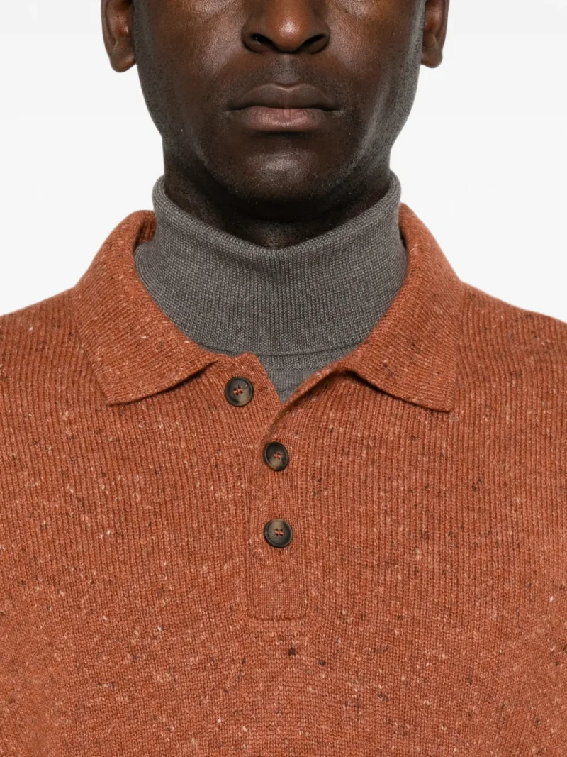 Pulover Gran Sasso Button-Down Polo portocaliu - imagine 5
