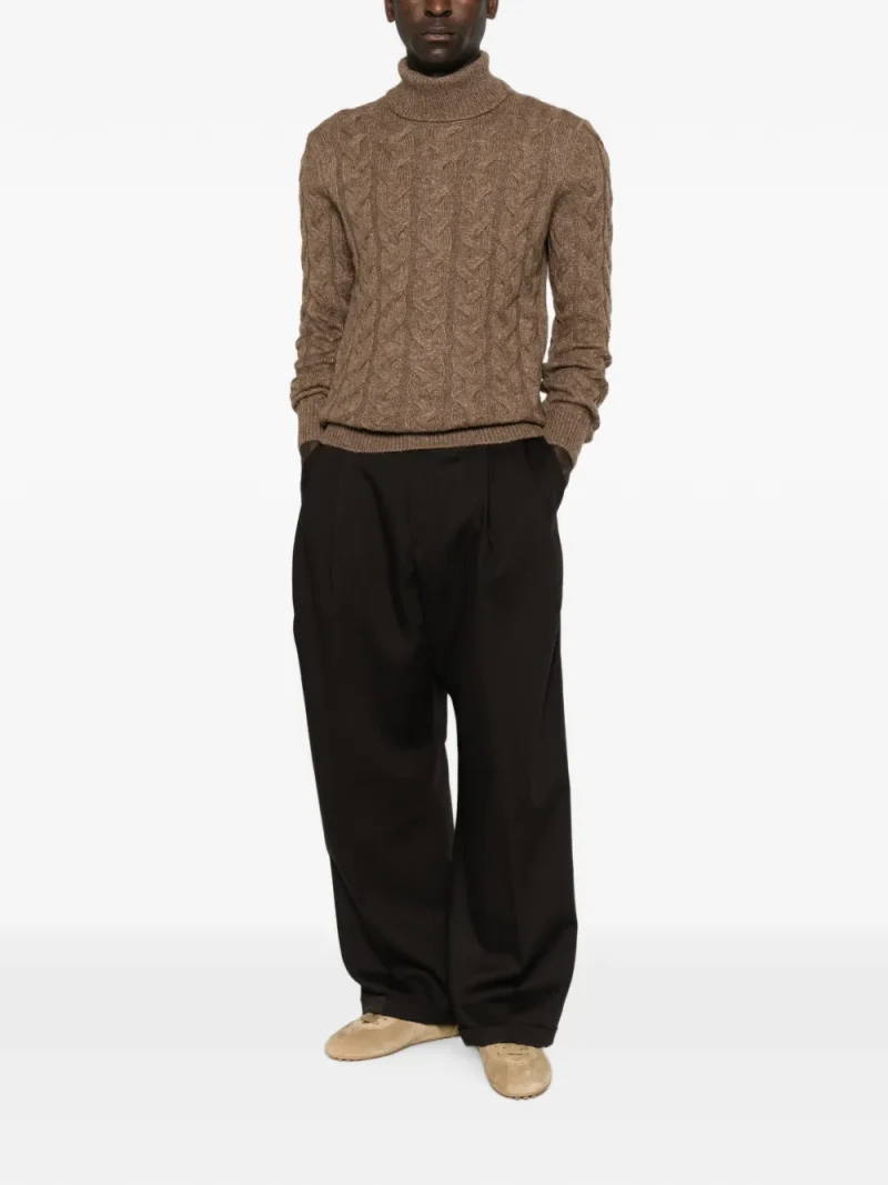 Pulover Gran Sasso Cable-knit Roll-neck maro - imagine 3