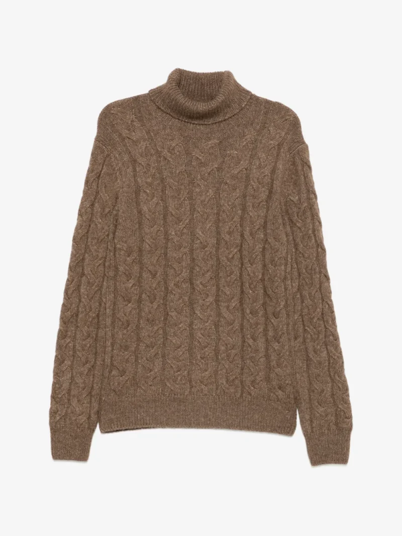 Pulover Gran Sasso Cable-knit Roll-neck maro