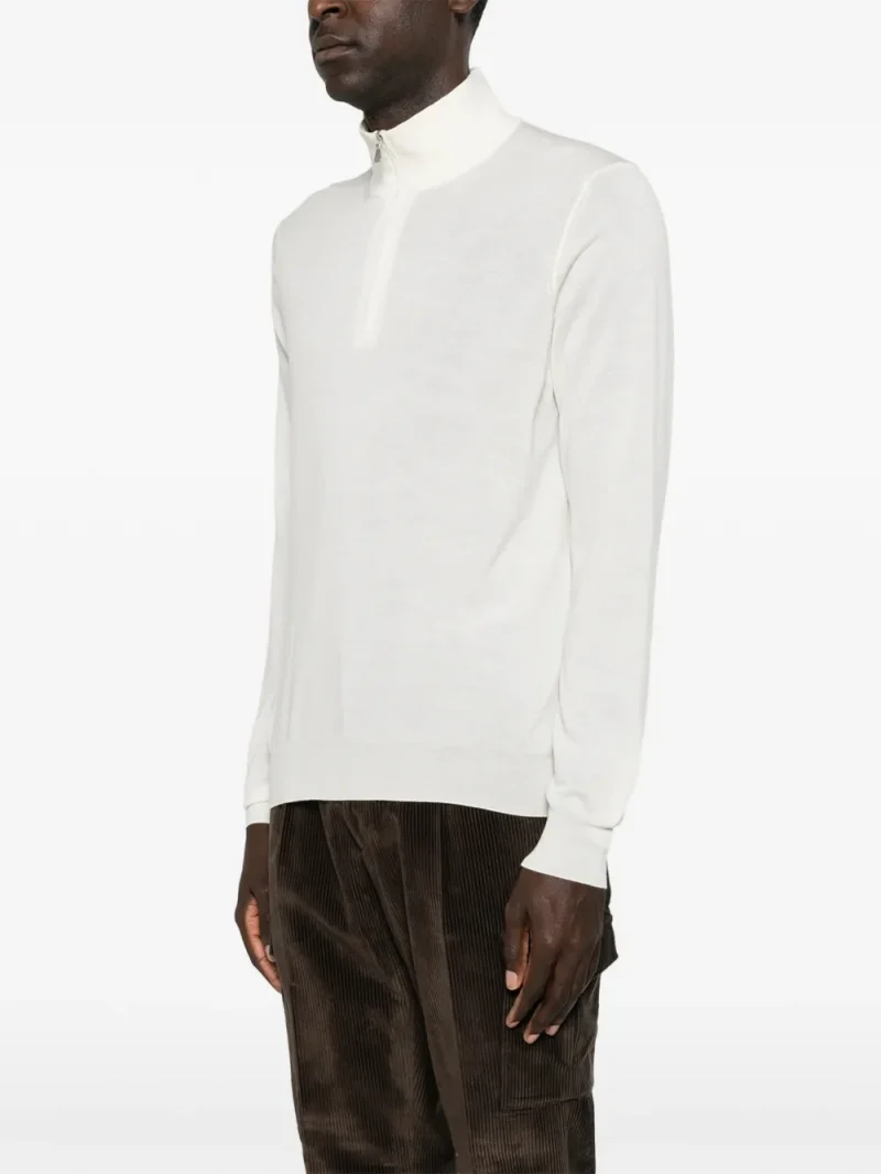 Pulover Gran Sasso Half Zip alb - imagine 3