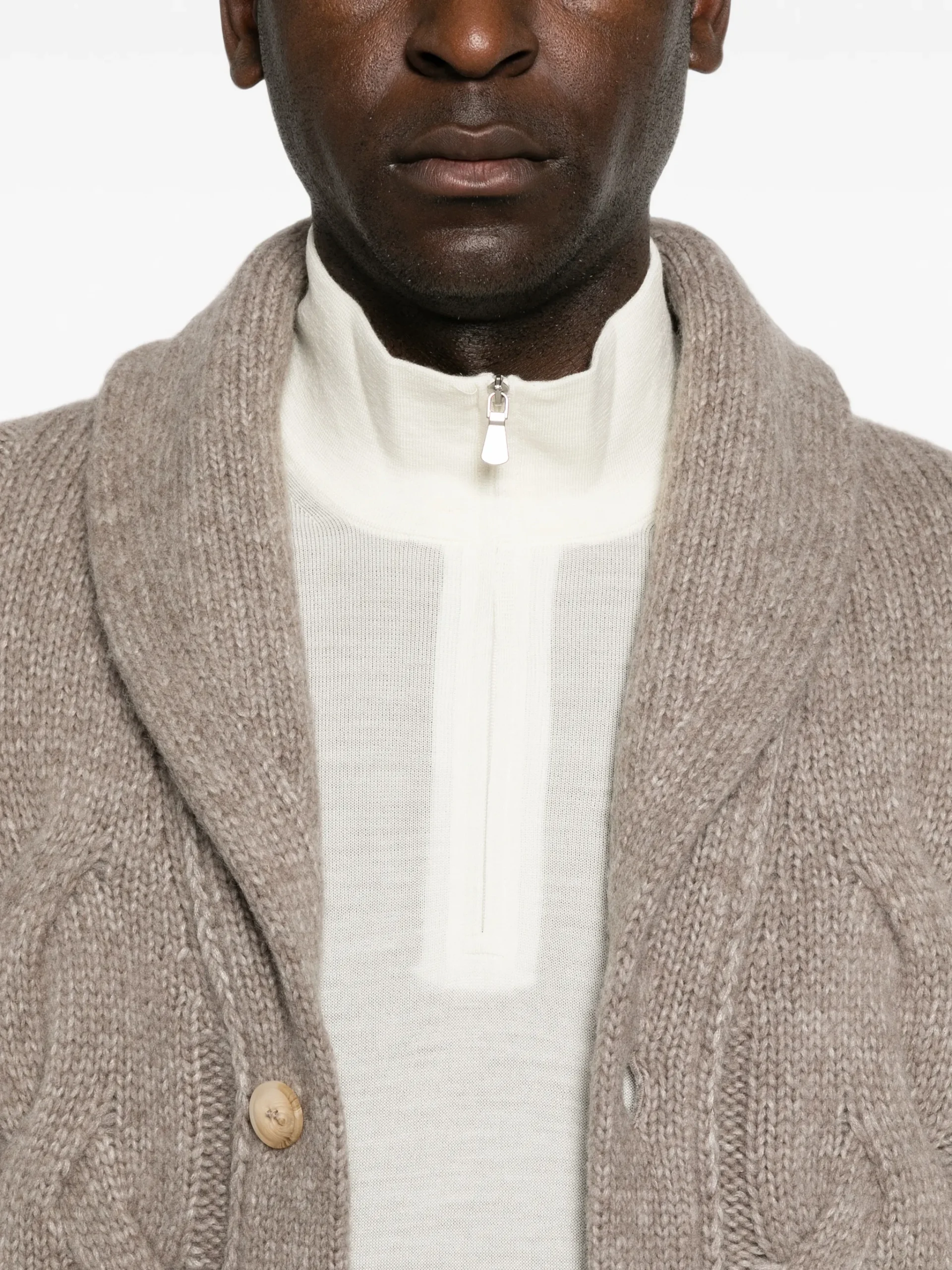 Pulover Gran Sasso Half Zip alb - imagine 5